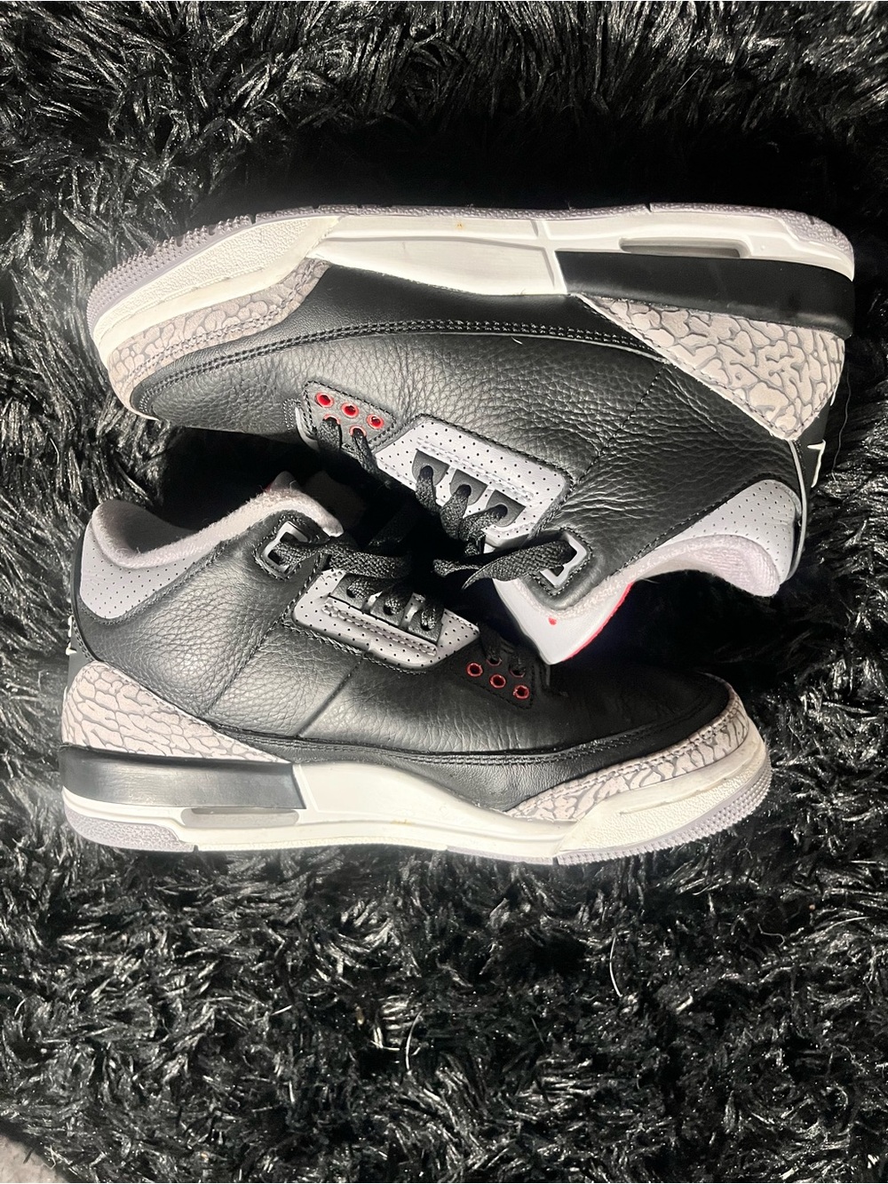 Jordan Men’s Black and Grey Leather Sneakers with Elephant Print